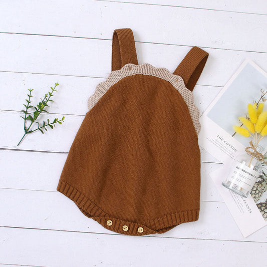 Baby Boy And Girl Lace Design Solid Color Sleeveless bodysuit-0