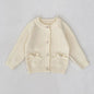 Autumn Arrival Baby Girls Comfortable Butterfly-bows Decorated Knitted Long Sleeves Cardigan-1