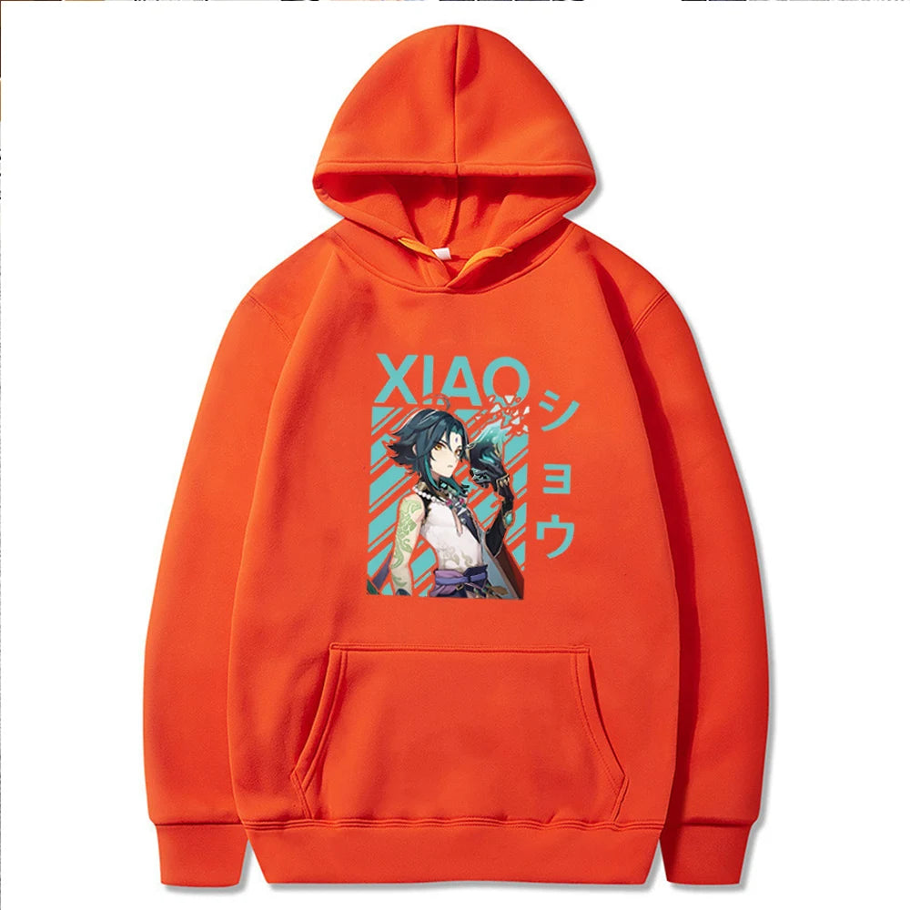 Genshin Impact Xiao Cool Print Hot Game Hoodies Women/Men Kangaroo Plus Size Sweatshirts Streetwear Graphic Hip Hop Fashion Tops