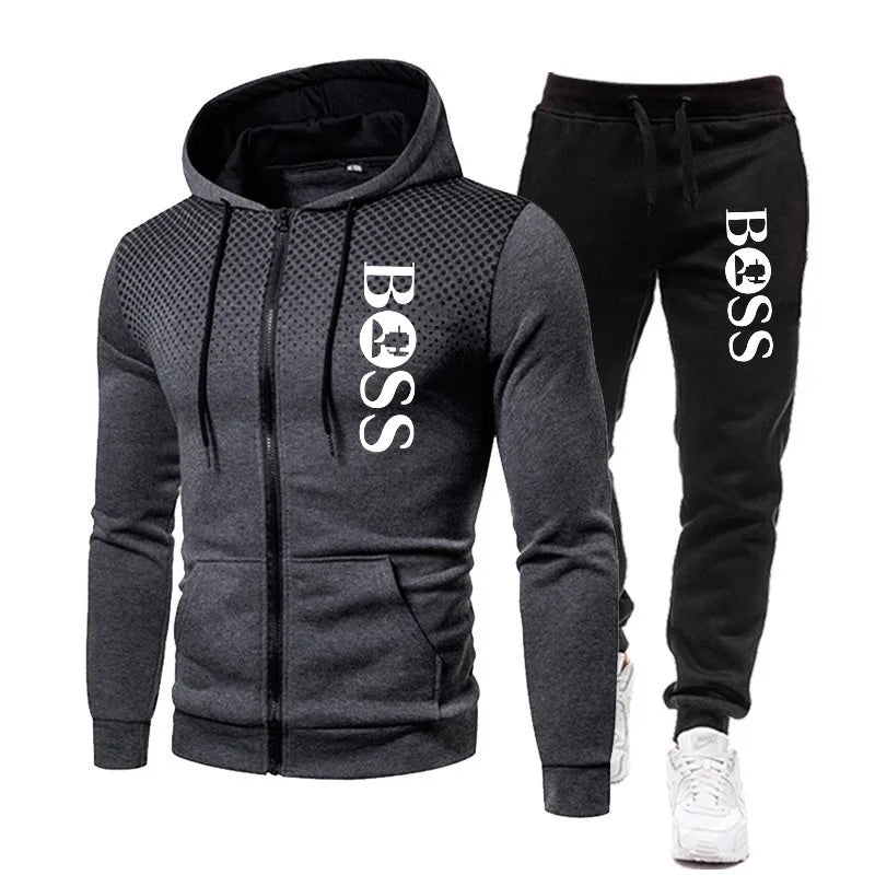 Korea Men Jacket warm Tracksuit Casual Sports Suit Men's Set wool Autumn Winter Two Pieces Set Mens Sportswear Plus Pants Suit