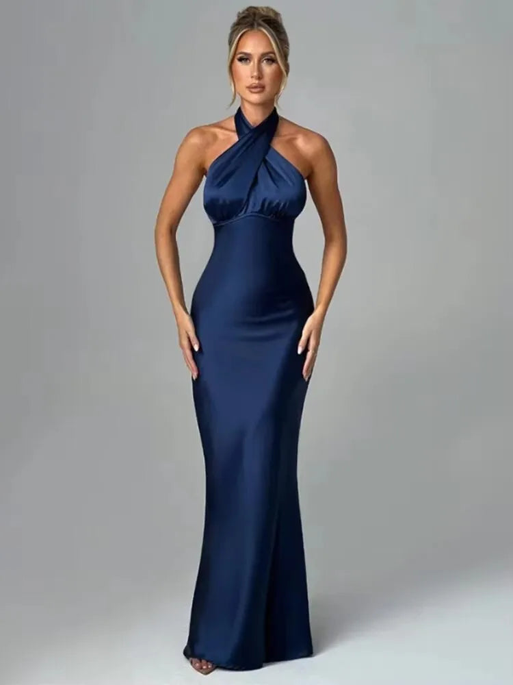 Avrilyaan Satin Backless Slim Sexy Dress Women 2024 Bodycon Long Summer Dress Mermaid Elegant NightClub Party Dresses Vestidos
