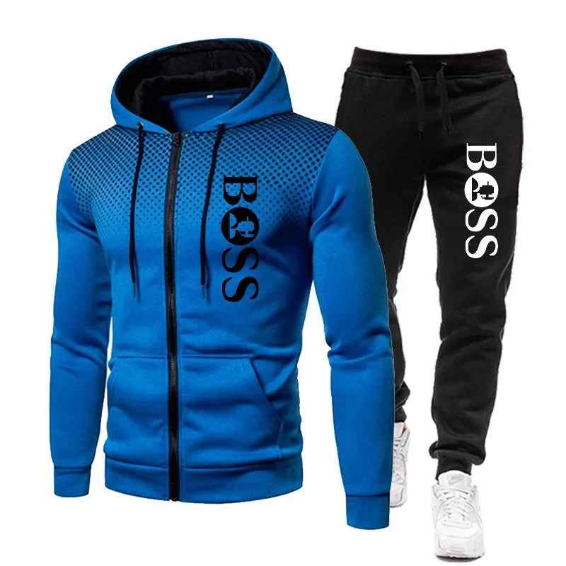 Korea Men Jacket warm Tracksuit Casual Sports Suit Men's Set wool Autumn Winter Two Pieces Set Mens Sportswear Plus Pants Suit