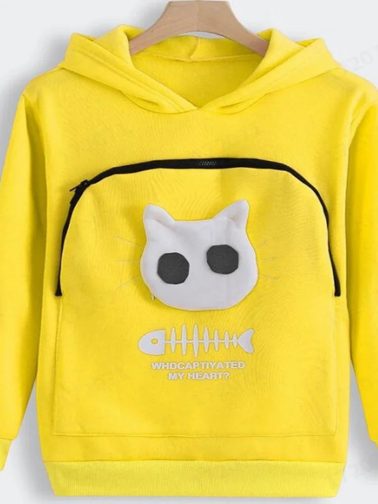 Plus Size 3XL Fleece Hoodies Sweatshirt Pet Carrier Thicken Shirt Animal Pouch Lovers Hoody Cat Pullover Breathable Sweatshirts
