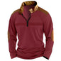 Autumn/Winter Fashion Everyday Casual Solid Color Zipper Chest Pleated Stripe Patchwork Comfortable Long-Sleeved POLO Shirt