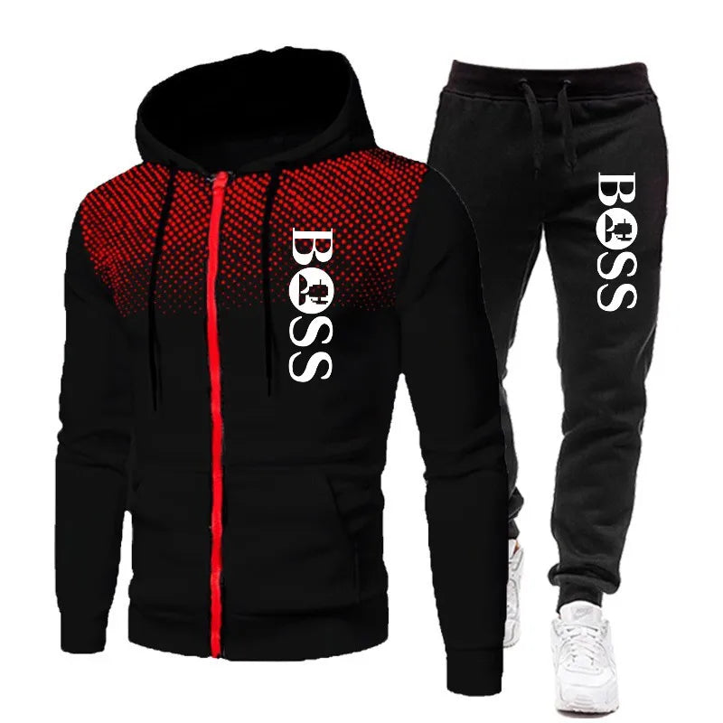 Korea Men Jacket warm Tracksuit Casual Sports Suit Men's Set wool Autumn Winter Two Pieces Set Mens Sportswear Plus Pants Suit