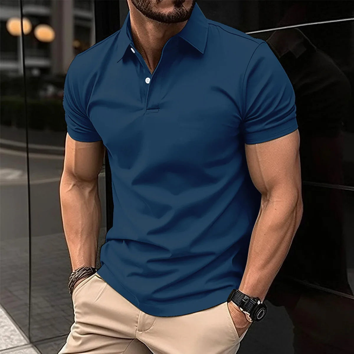 2024 Summer Best-Selling Men's Polo Shirt Lapel Print Men's Clothing Striped Polo Shirt Casual Sports Street Men's T-Shirt