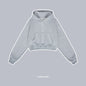 ZODF Chic Sexy Women Super-short Fleece Cropped Hoodies Girl Female Hip Hop Loose 345gsm Solid Hooded Pullover Streetwear HY0340