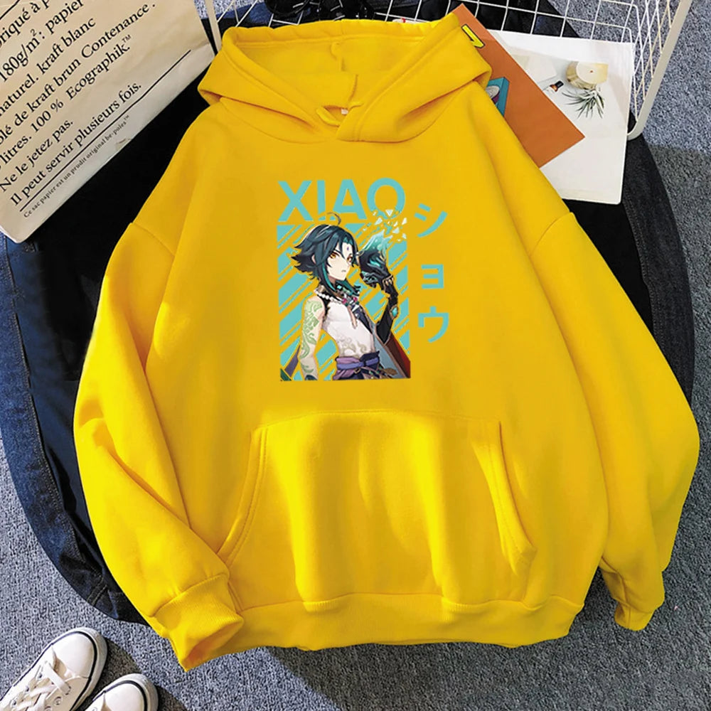 Genshin Impact Xiao Cool Print Hot Game Hoodies Women/Men Kangaroo Plus Size Sweatshirts Streetwear Graphic Hip Hop Fashion Tops
