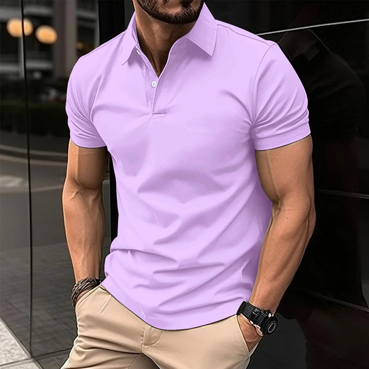 2024 Summer Best-Selling Men's Polo Shirt Lapel Print Men's Clothing Striped Polo Shirt Casual Sports Street Men's T-Shirt