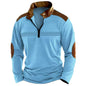 Autumn/Winter Fashion Everyday Casual Solid Color Zipper Chest Pleated Stripe Patchwork Comfortable Long-Sleeved POLO Shirt