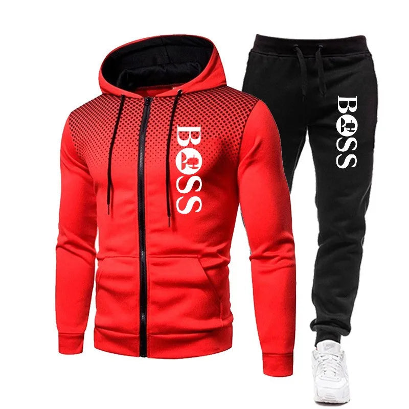Korea Men Jacket warm Tracksuit Casual Sports Suit Men's Set wool Autumn Winter Two Pieces Set Mens Sportswear Plus Pants Suit