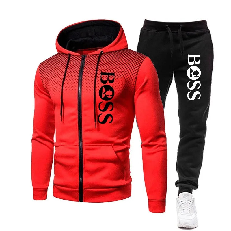 Korea Men Jacket warm Tracksuit Casual Sports Suit Men's Set wool Autumn Winter Two Pieces Set Mens Sportswear Plus Pants Suit