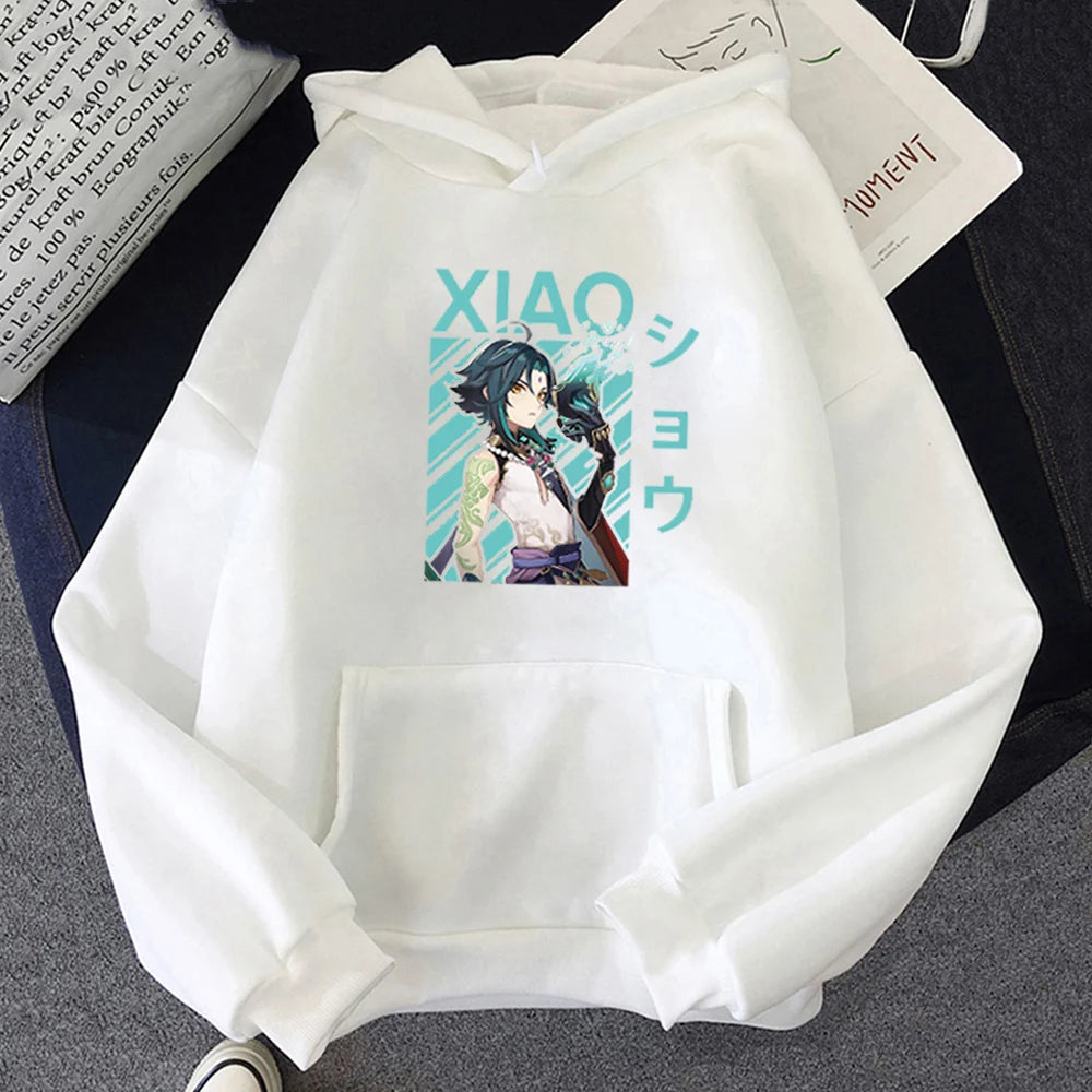 Genshin Impact Xiao Cool Print Hot Game Hoodies Women/Men Kangaroo Plus Size Sweatshirts Streetwear Graphic Hip Hop Fashion Tops