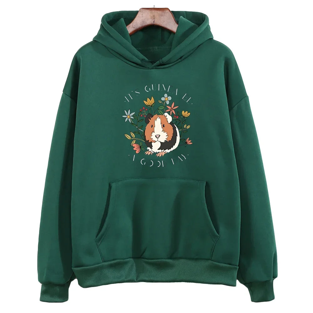 Cute Guinea Pig Graphic Hoodie Women/men Aesthetic Clothing Autumn Winter Fleece Sweatshirt Casual Long Sleeve Sudadera Tops