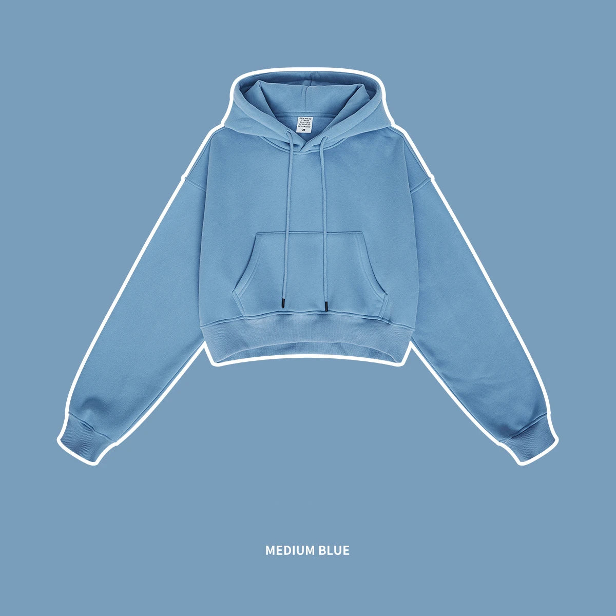 ZODF Chic Sexy Women Super-short Fleece Cropped Hoodies Girl Female Hip Hop Loose 345gsm Solid Hooded Pullover Streetwear HY0340