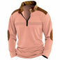 Autumn/Winter Fashion Everyday Casual Solid Color Zipper Chest Pleated Stripe Patchwork Comfortable Long-Sleeved POLO Shirt