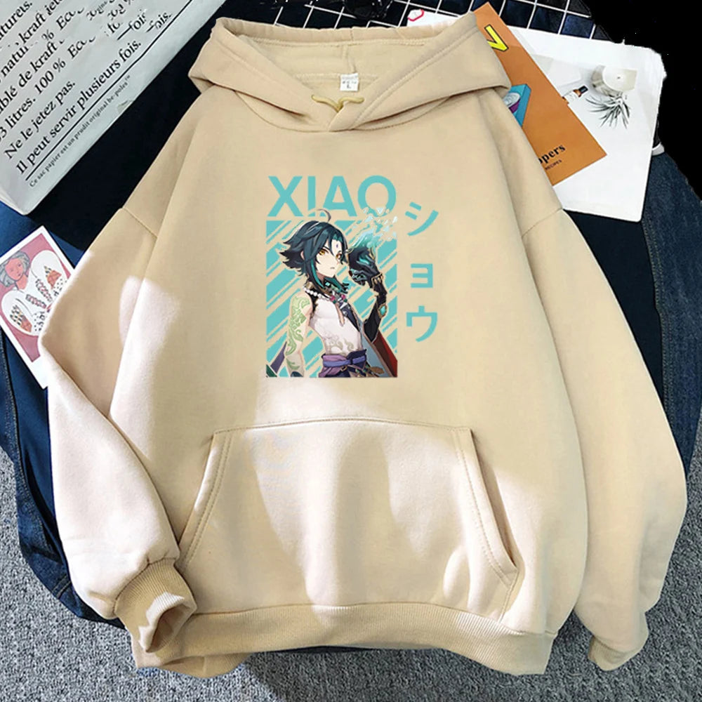 Genshin Impact Xiao Cool Print Hot Game Hoodies Women/Men Kangaroo Plus Size Sweatshirts Streetwear Graphic Hip Hop Fashion Tops