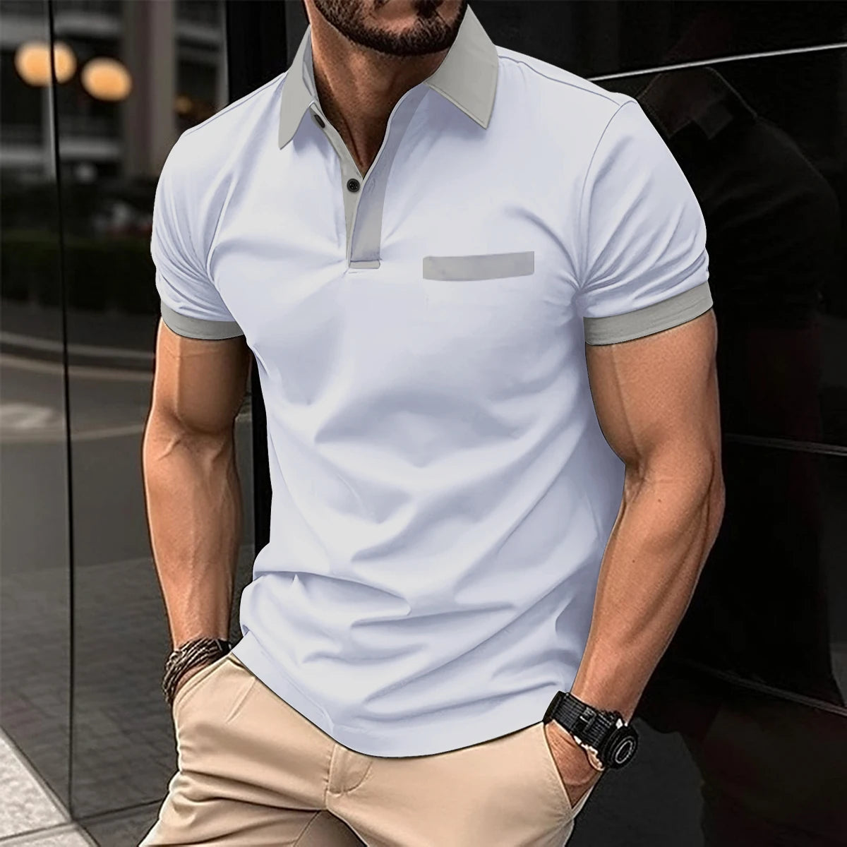 2024 Summer Best-Selling Men's Polo Shirt Lapel Print Men's Clothing Striped Polo Shirt Casual Sports Street Men's T-Shirt