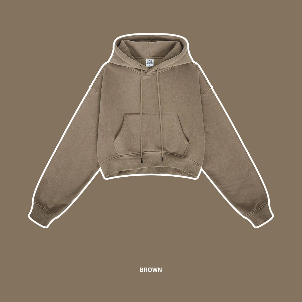 ZODF Chic Sexy Women Super-short Fleece Cropped Hoodies Girl Female Hip Hop Loose 345gsm Solid Hooded Pullover Streetwear HY0340