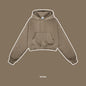 ZODF Chic Sexy Women Super-short Fleece Cropped Hoodies Girl Female Hip Hop Loose 345gsm Solid Hooded Pullover Streetwear HY0340