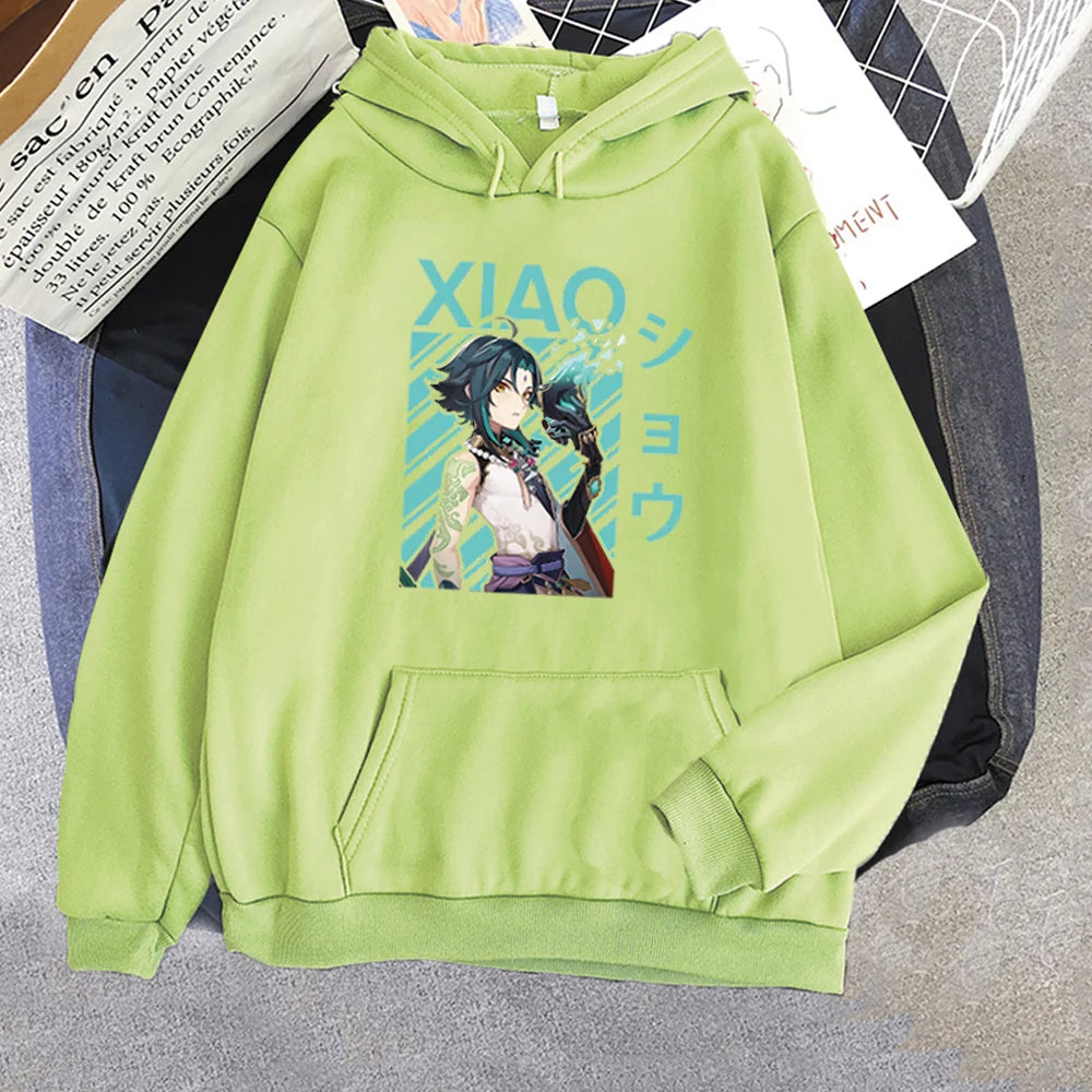 Genshin Impact Xiao Cool Print Hot Game Hoodies Women/Men Kangaroo Plus Size Sweatshirts Streetwear Graphic Hip Hop Fashion Tops