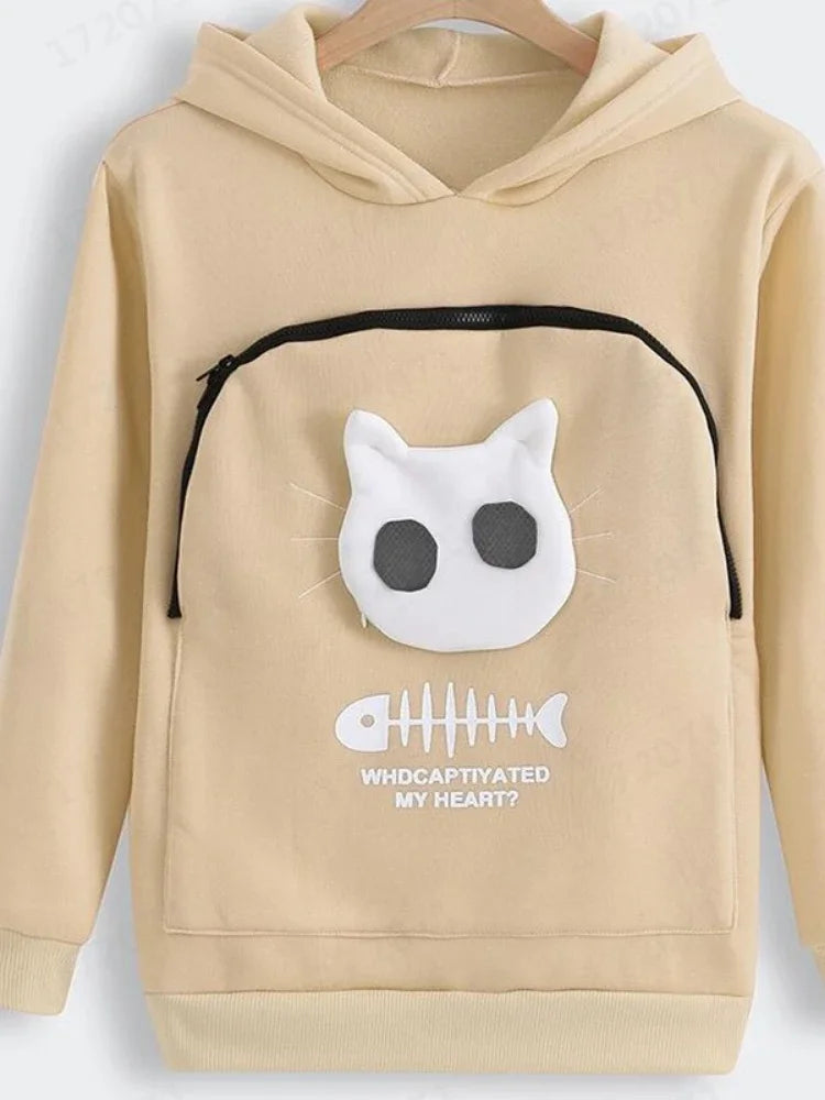 Plus Size 3XL Fleece Hoodies Sweatshirt Pet Carrier Thicken Shirt Animal Pouch Lovers Hoody Cat Pullover Breathable Sweatshirts