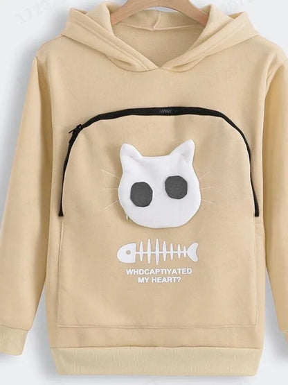 Plus Size 3XL Fleece Hoodies Sweatshirt Pet Carrier Thicken Shirt Animal Pouch Lovers Hoody Cat Pullover Breathable Sweatshirts
