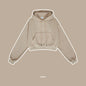 ZODF Chic Sexy Women Super-short Fleece Cropped Hoodies Girl Female Hip Hop Loose 345gsm Solid Hooded Pullover Streetwear HY0340