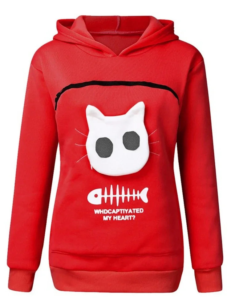 Plus Size 3XL Fleece Hoodies Sweatshirt Pet Carrier Thicken Shirt Animal Pouch Lovers Hoody Cat Pullover Breathable Sweatshirts