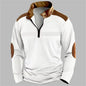 Autumn/Winter Fashion Everyday Casual Solid Color Zipper Chest Pleated Stripe Patchwork Comfortable Long-Sleeved POLO Shirt