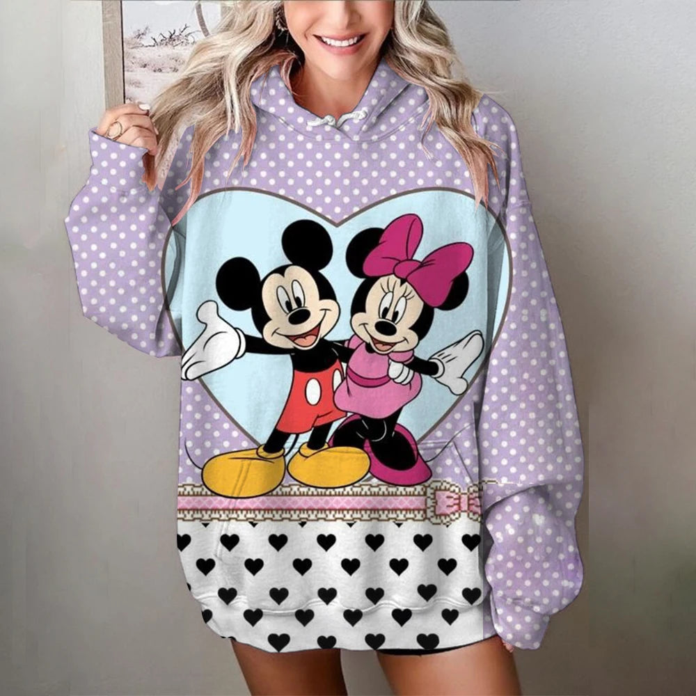 Fashion Design Women's Disney Mickey Mouse Hoodies Autumn Female Casual Long Sleeved Basic Clothes Woman Sweatshirt Loose Top