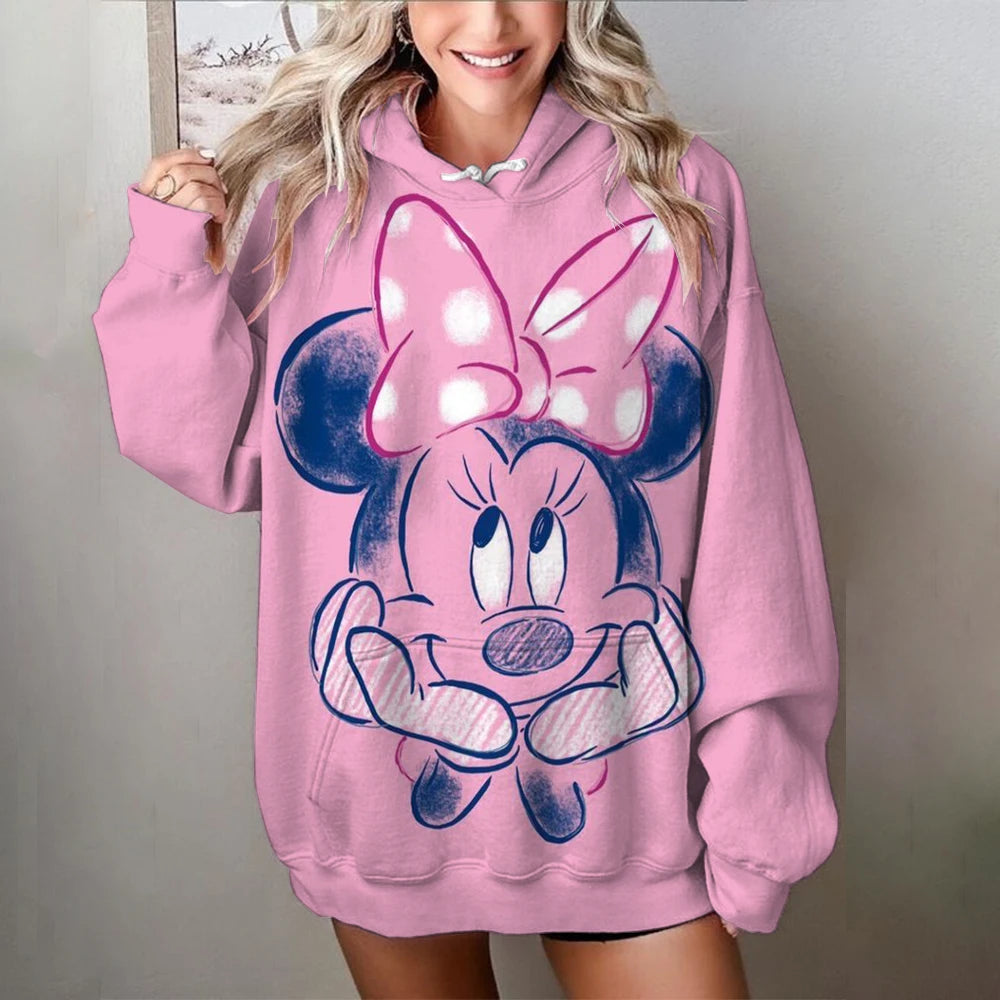 Fashion Design Women's Disney Mickey Mouse Hoodies Autumn Female Casual Long Sleeved Basic Clothes Woman Sweatshirt Loose Top