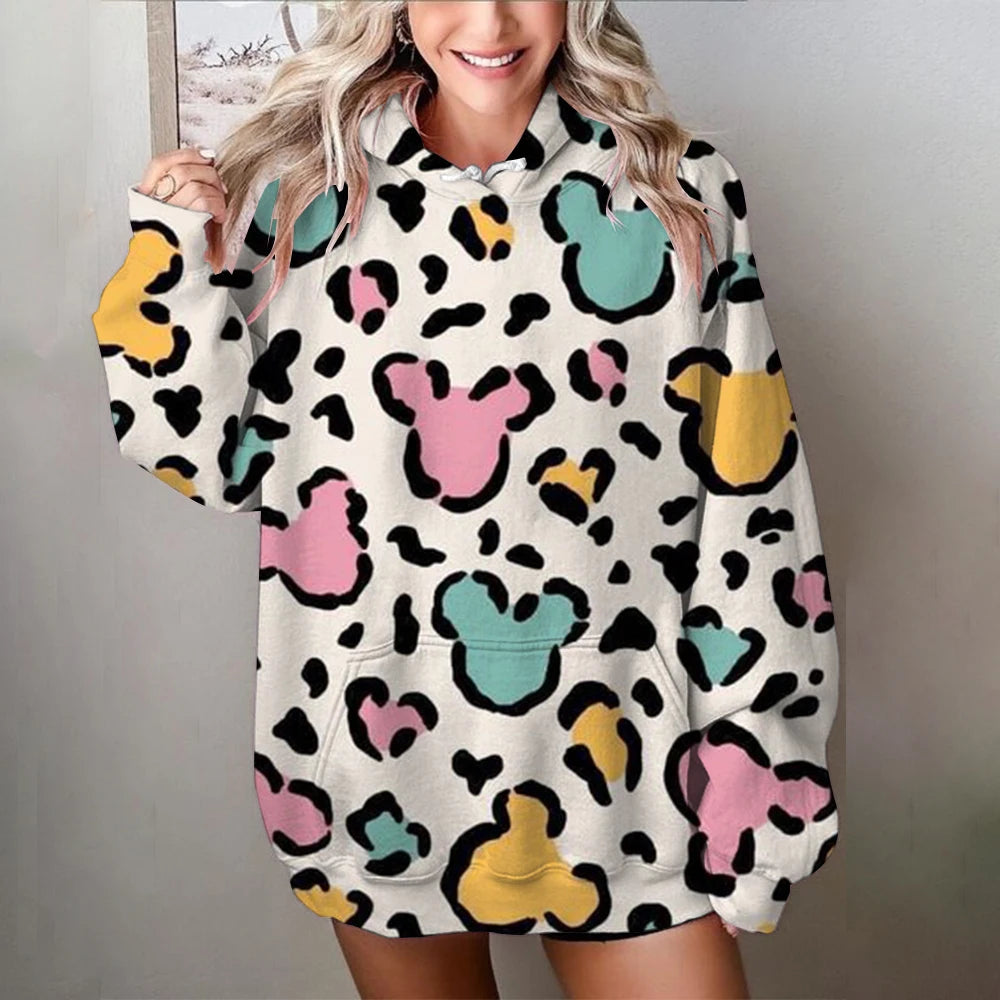 Fashion Design Women's Disney Mickey Mouse Hoodies Autumn Female Casual Long Sleeved Basic Clothes Woman Sweatshirt Loose Top