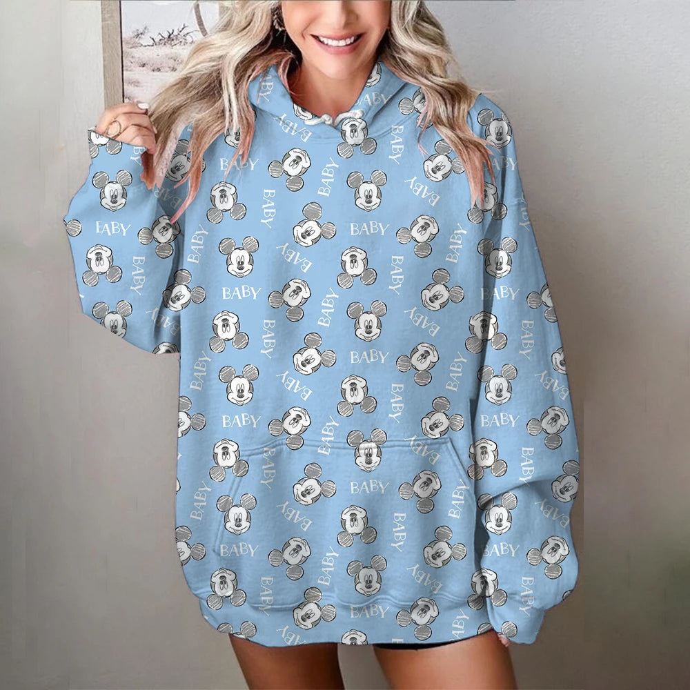 Fashion Design Women's Disney Mickey Mouse Hoodies Autumn Female Casual Long Sleeved Basic Clothes Woman Sweatshirt Loose Top