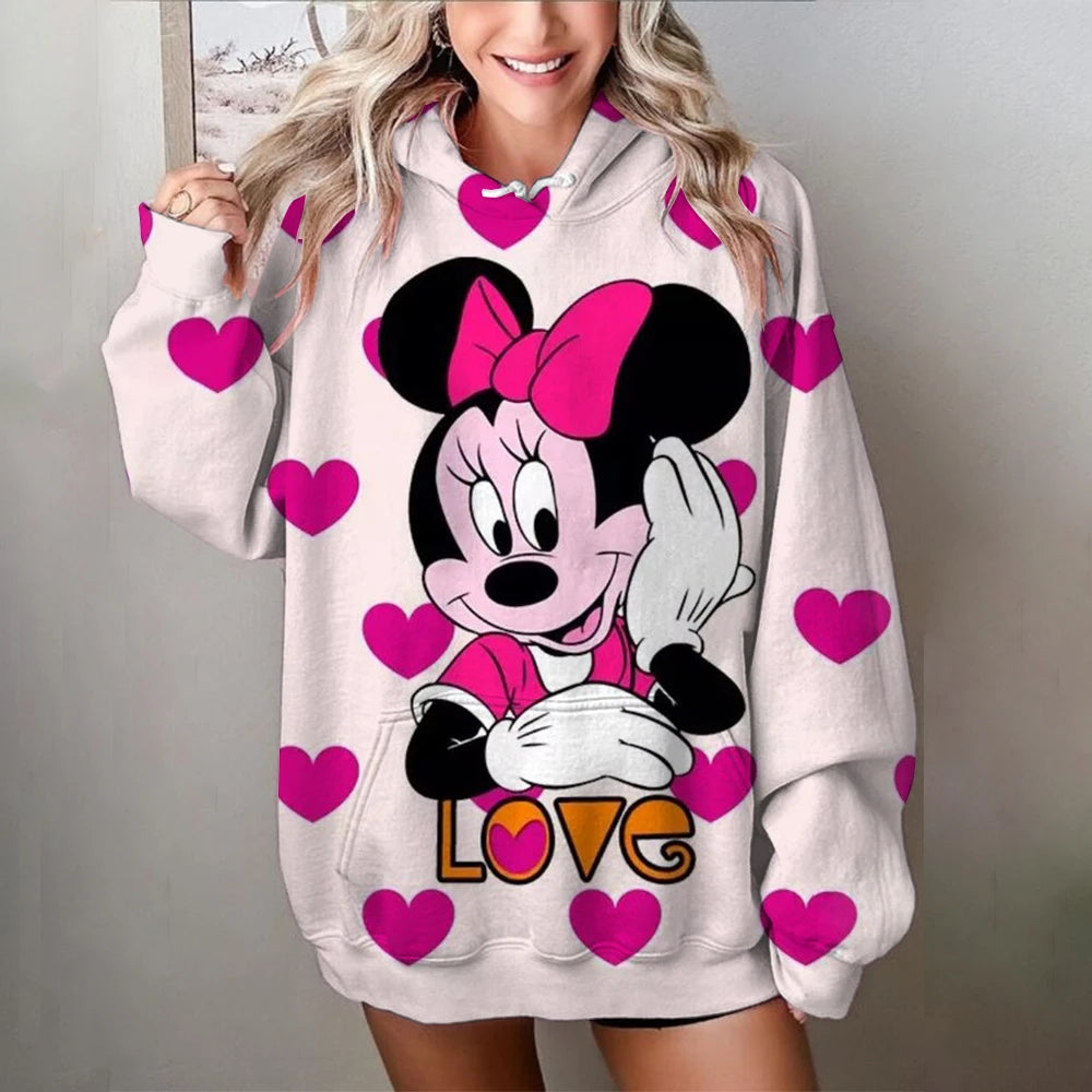 Fashion Design Women's Disney Mickey Mouse Hoodies Autumn Female Casual Long Sleeved Basic Clothes Woman Sweatshirt Loose Top