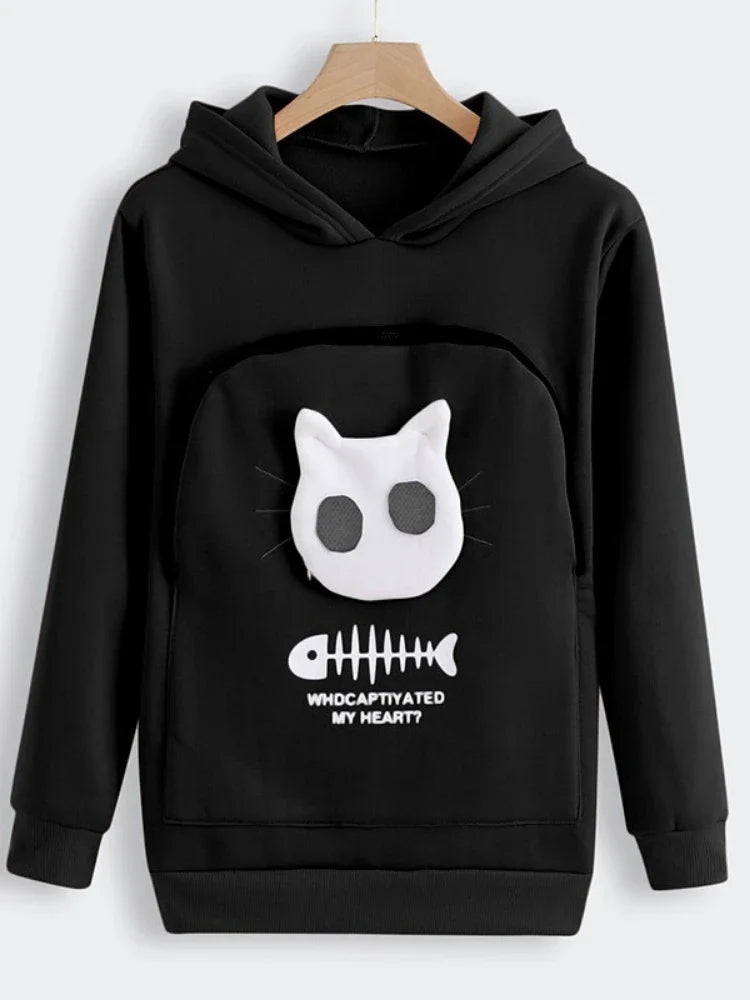 Plus Size 3XL Fleece Hoodies Sweatshirt Pet Carrier Thicken Shirt Animal Pouch Lovers Hoody Cat Pullover Breathable Sweatshirts