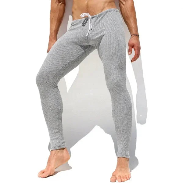 Autumn and Winter New Men's Elastic Striped Knitted Pants Soft and Comfortable Slim Foot Pants Men's Elastic Fitness Pants Gym