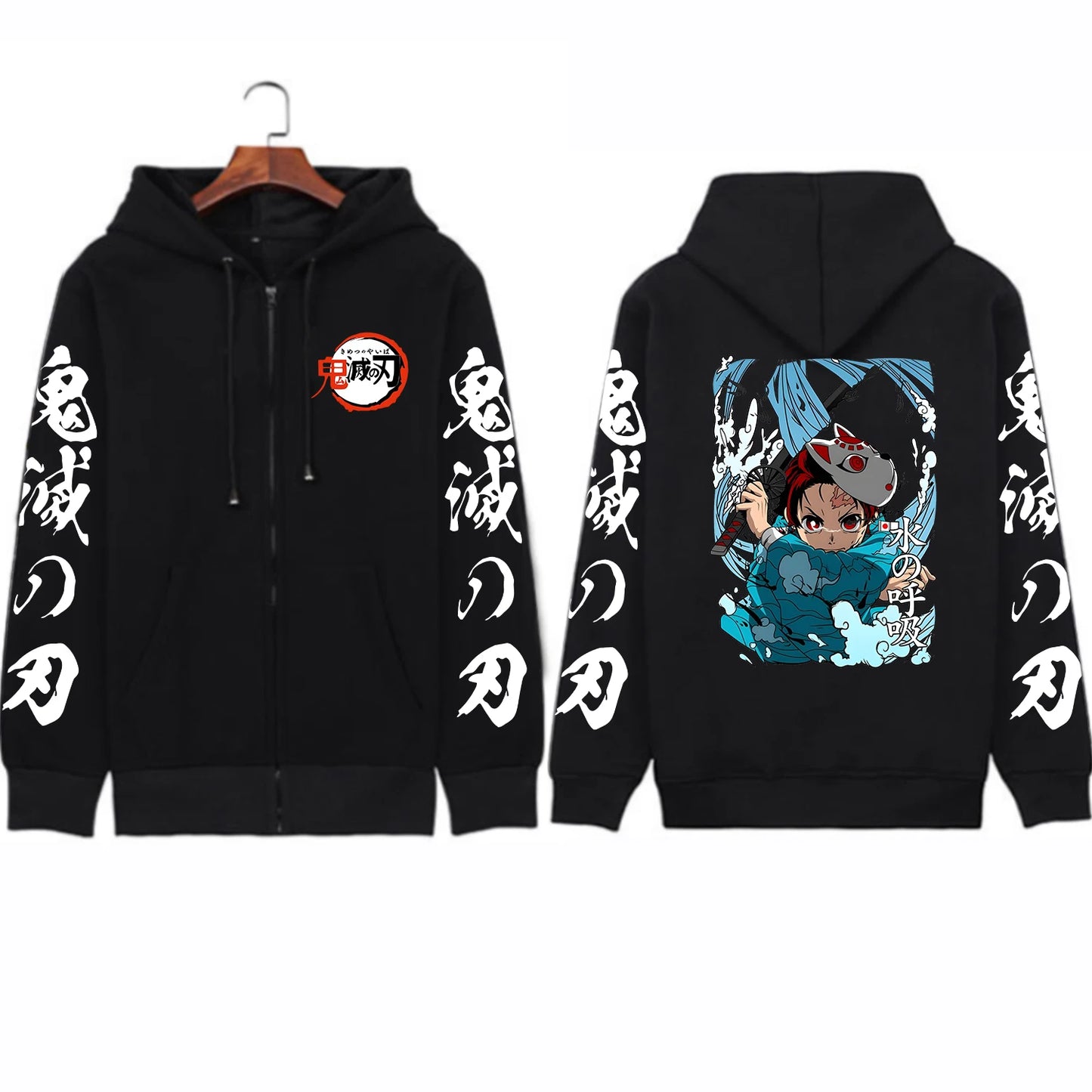Tsugikuni Michikatsu Demon Slayer Print Zip Up Hoodies Autumn Fleece Hooded Tops Men Women Comfortable Zipper Sweatshirts Coats