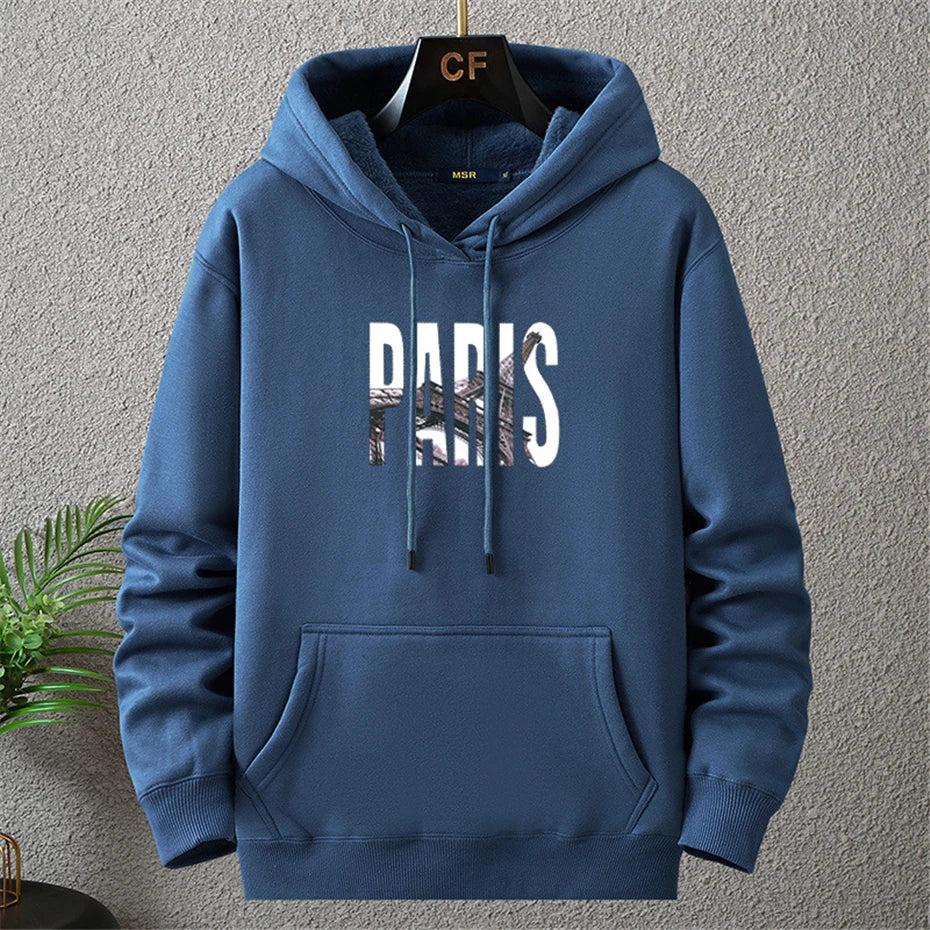 Plus Size 12XL 10XL Hoodies Men Autumn Winter Thick Fleece Hoodie Male Big Size 12XL Print Hooded Pullover Loose Hoodies Black