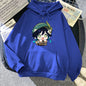 Genshin Impact Hoodie Venti Printed Graphic Harajuku Sweatshirts Casual Loose Hooded Clothes Long Sleeve Tops Women Streetwear