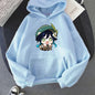 Genshin Impact Hoodie Venti Printed Graphic Harajuku Sweatshirts Casual Loose Hooded Clothes Long Sleeve Tops Women Streetwear