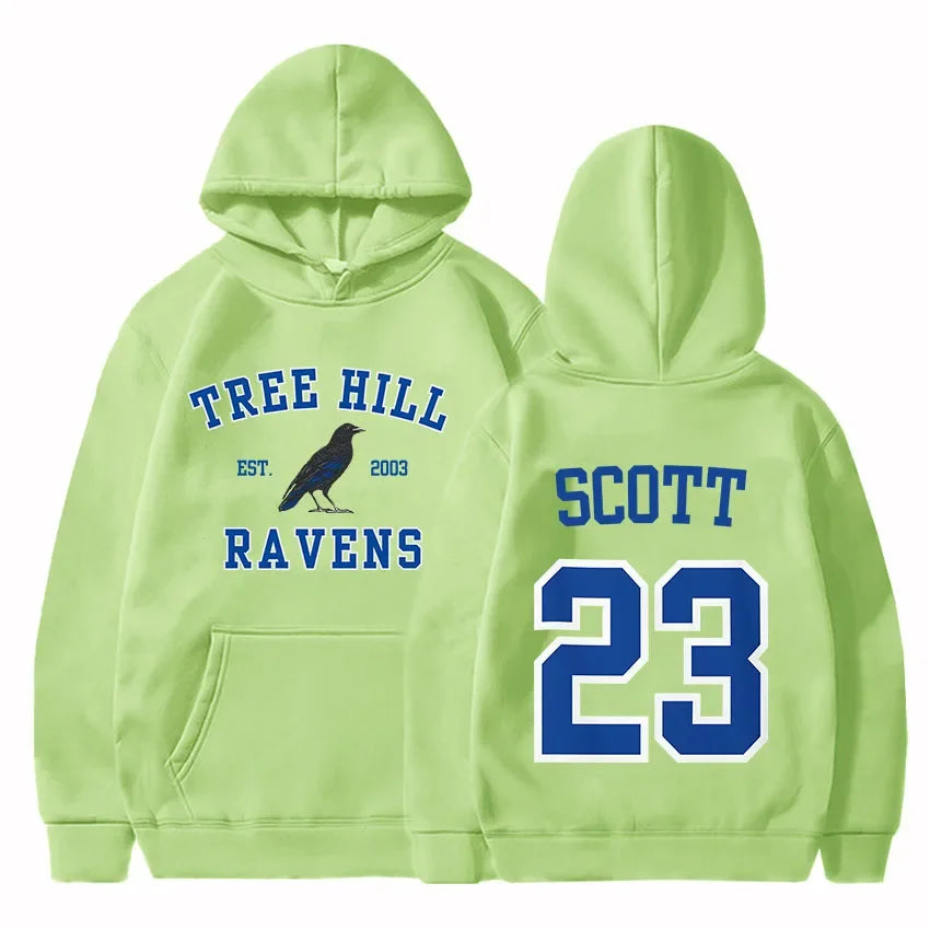 Women Hoodies TREE HILL RAVENS Scott23 Graphic Sweatshirts with Pocket Keith Scott Body