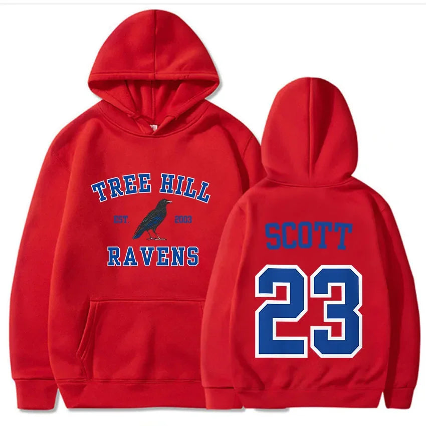 Women Hoodies TREE HILL RAVENS Scott23 Graphic Sweatshirts with Pocket Keith Scott Body