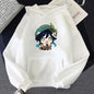 Genshin Impact Hoodie Venti Printed Graphic Harajuku Sweatshirts Casual Loose Hooded Clothes Long Sleeve Tops Women Streetwear